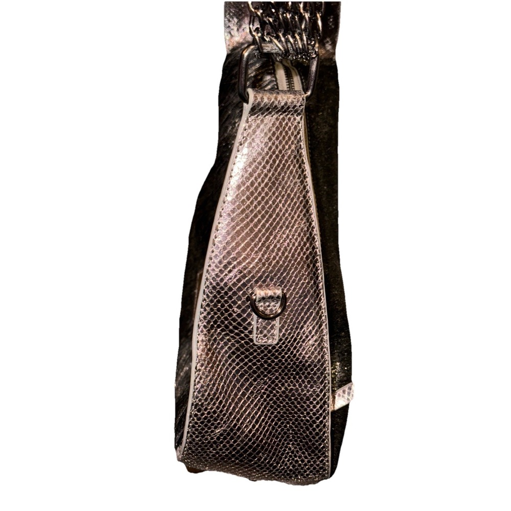 Sharif Hobo Purse Fur Snakeskin Print Chain Strap Mob Wife Silver 13 X 7 - Picture 7 of 16